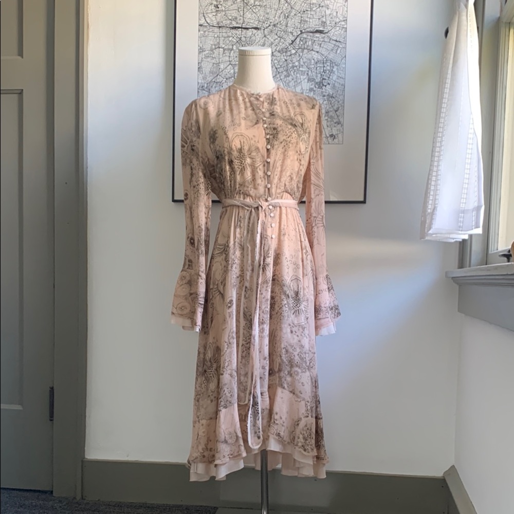 Zara Collection Pink Bell Sleeve Dress